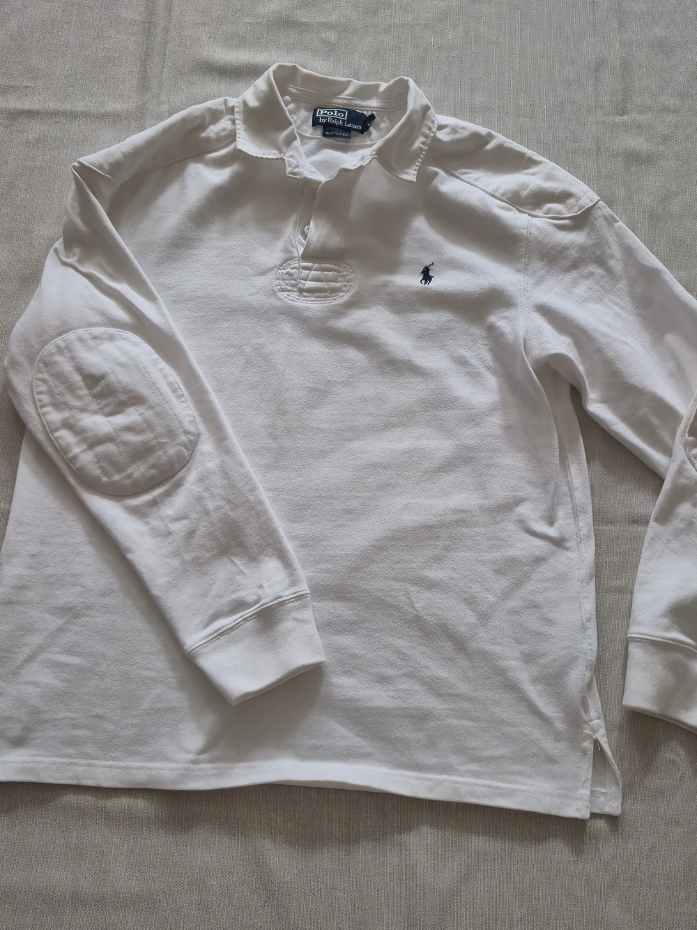 Polo by Ralph Lauren White Long-Sleeve Patch Rugby Shirt